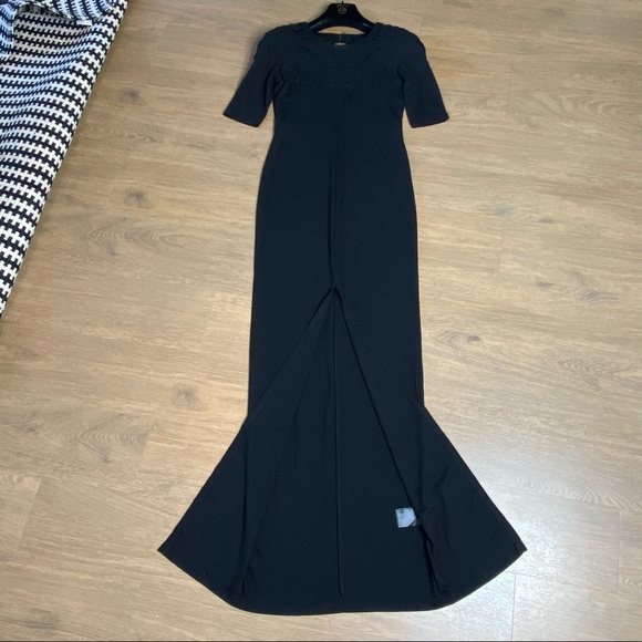 Long Black Dress w Applique Design Bodice - Picture 10 of 13